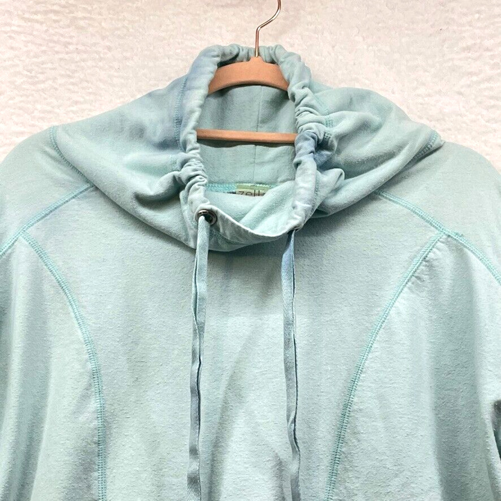 Zella Womens Cowl Neck Sweatshirt Large Mint Green Drawstring Pullover Athletic - Picture 4 of 11